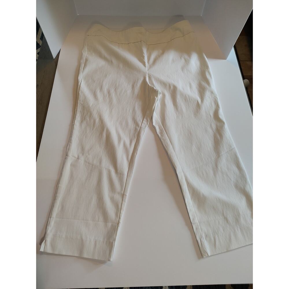Grace Womens Capri Pants Size 16 White Rayon Blend Minimalist Casual Neutral